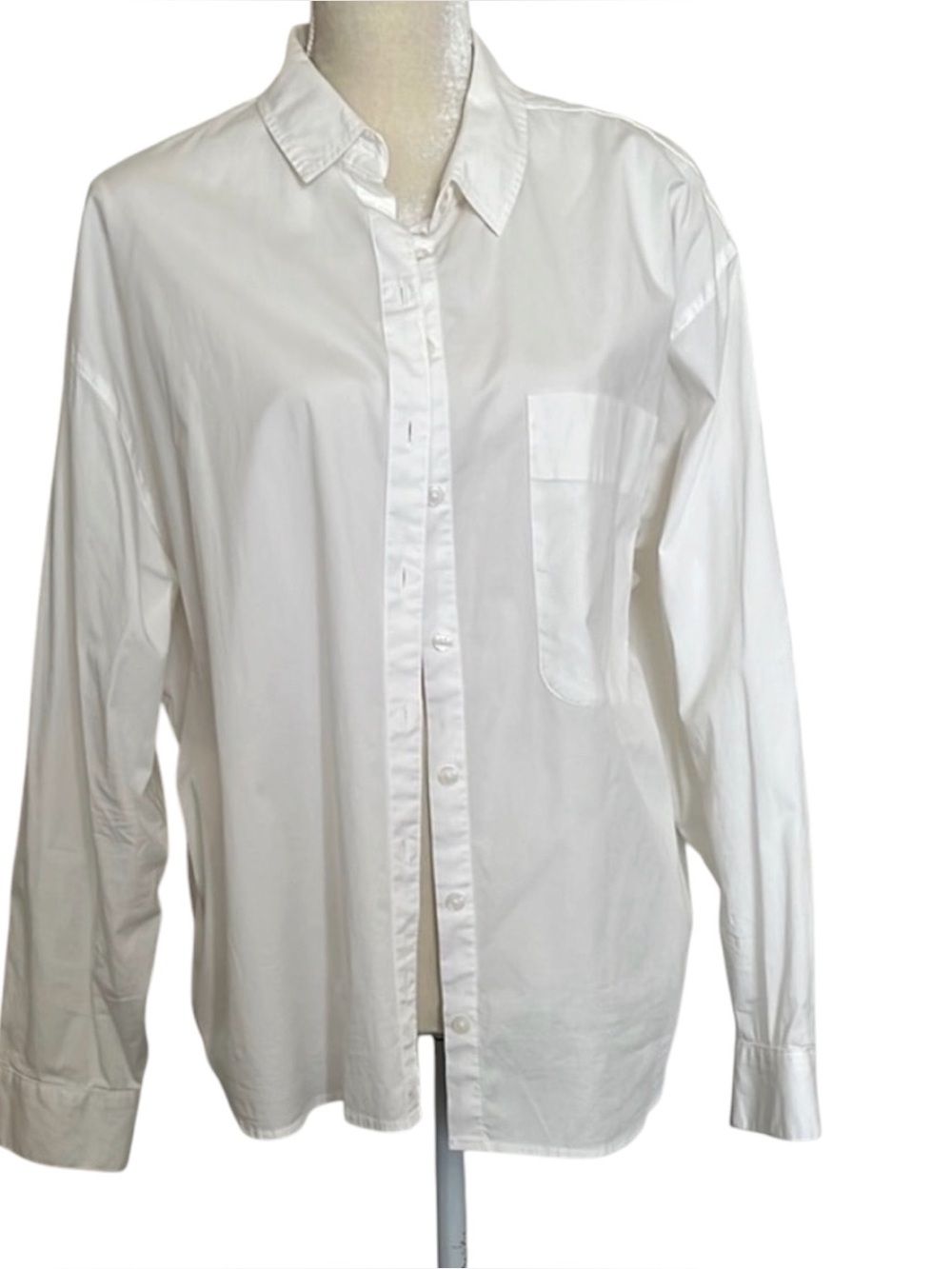 A New Day White Button Down Shirt Women’s  Oversized Beach Cover Up Long Sleeve